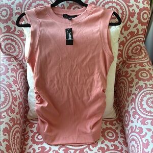 White House Black Market Coral Muscle Tee Rib Ruched Tank